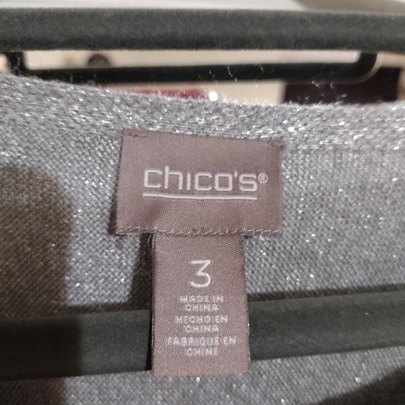 Chico Holiday Sweater size 3, silver with sequins - Picture 4 of 6